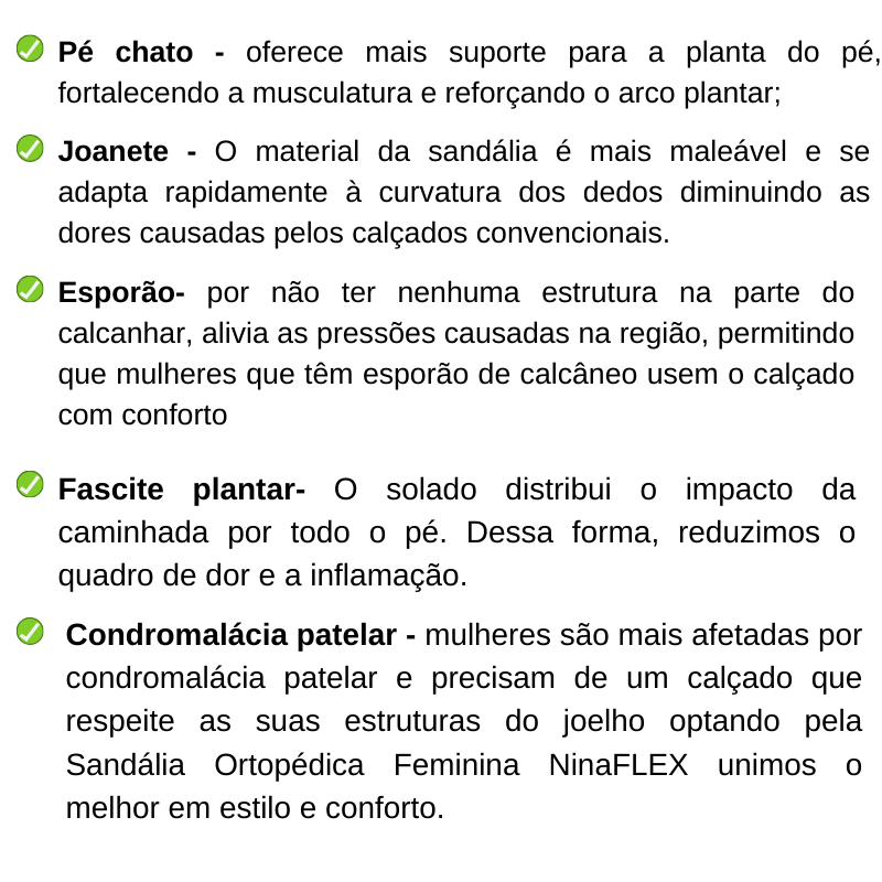 Sandália Ortopédica Feminina NinaFLEX 9 Benefícios da Sandália Ortopédica Feminina NinaFLEX
