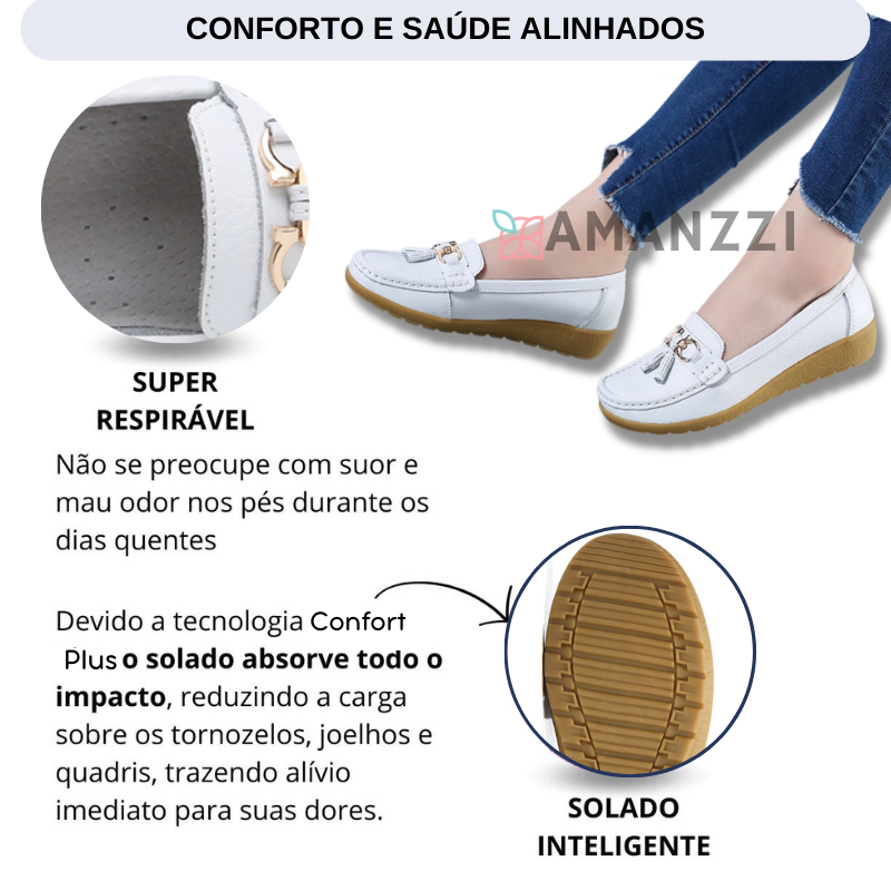 Sapato Mocassim Ortopédico Couro Legítimo - Alinne 7 Benefícios do Sapato Ortopédico Mocassim