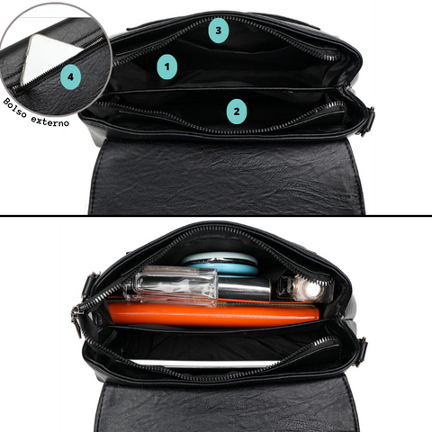 Bolsa Transversal Feminina Vintage Cordelia 2 Bolsa Transversal Feminina Preta