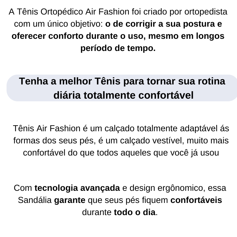 Tênis Ortopédico Air Fashion