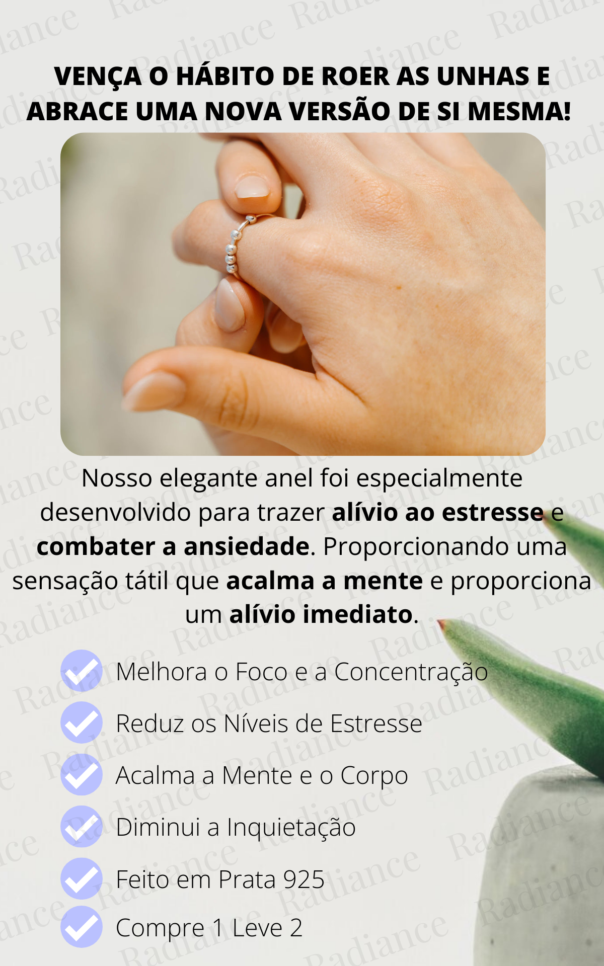 Anel de Alívio da Ansiedade Ajustável - (Compre 1 Leve 2) 1 Anel de Alívio da Ansiedade Ajustável - (Compre 1 Leve 2)