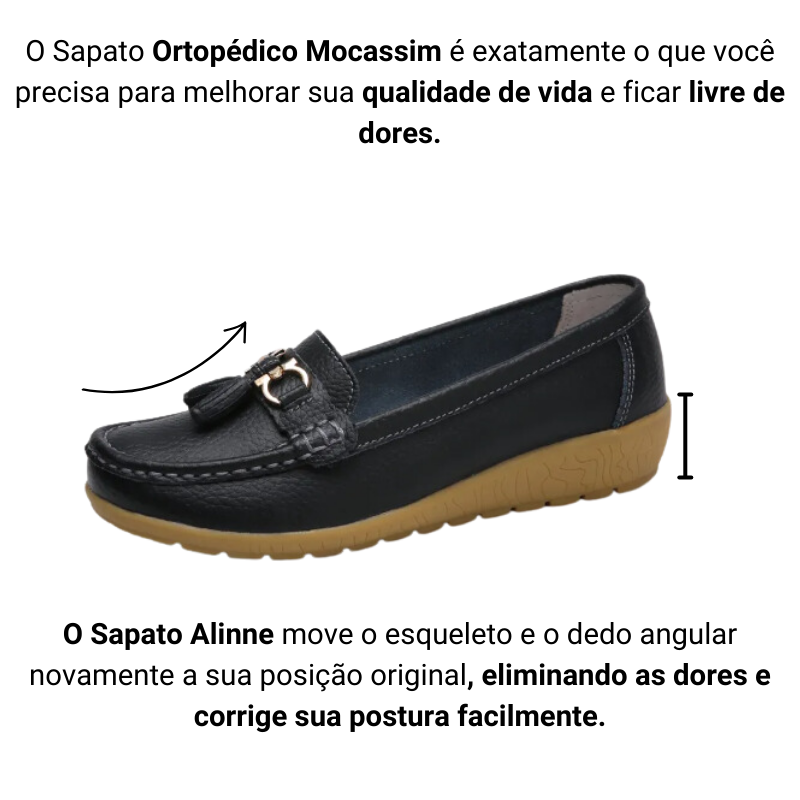 Sapato Mocassim Ortopédico Couro Legítimo - Alinne 4 Sapato Ortopédico Mocassim