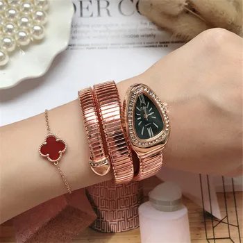 Personalized Creative Snake Watches for Women Softer Thinner Infinity Adjustable Bangle Watch Summer Icons Crystals