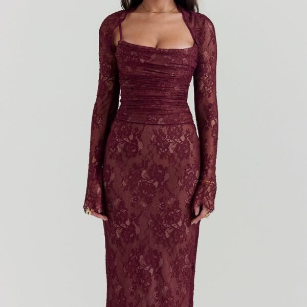 Vestido Midi Bustier Renda Alice